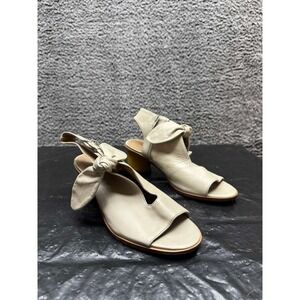 Bernardo Luna Leather Peep Toe Bow Bootie Heel Sandals Tan Womens Size 7.5 M US